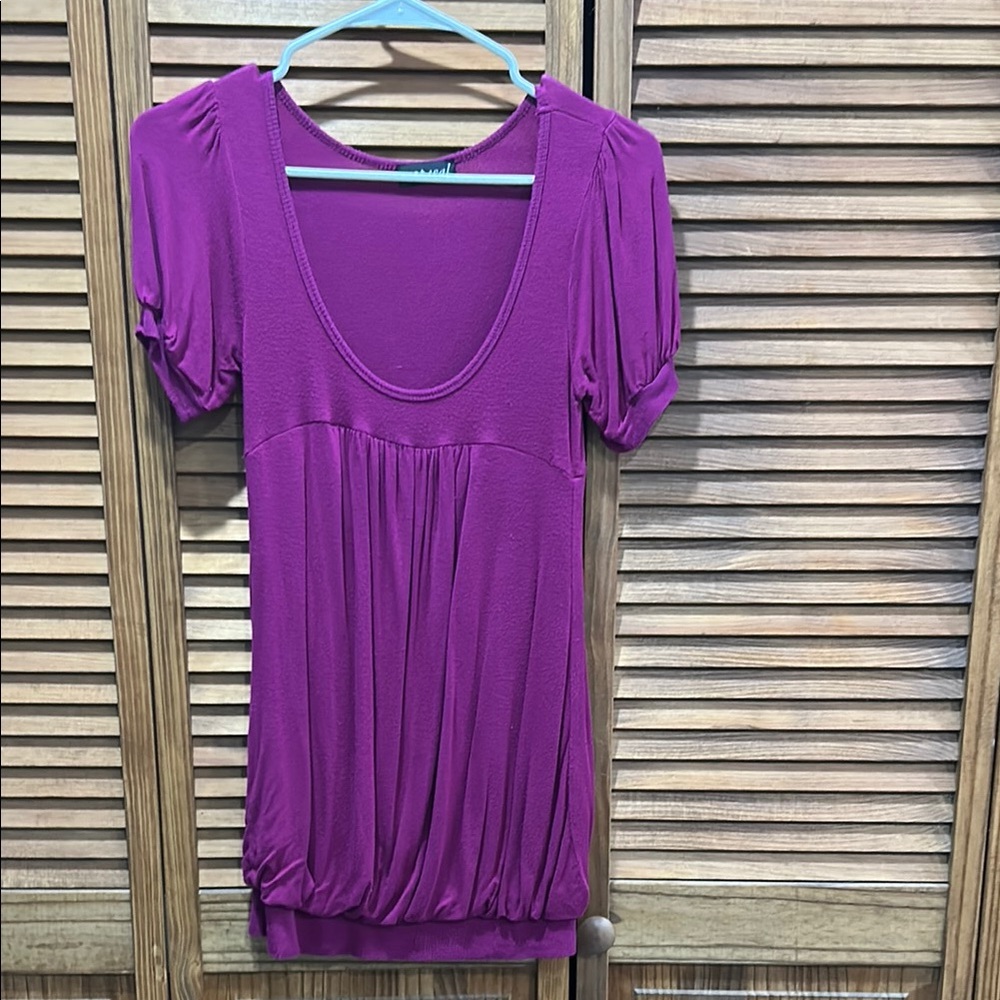 Wet Seal Purple Ruched Short Sleeve Blouse